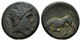 Sicily, Mamertini Bronze After 288, Æ 21.5mm., 8.14g. Laureate head of Ares r.; behind, thunderbolt. Rev. Bull butting l. SNG Copenhagen 432. Calciati...