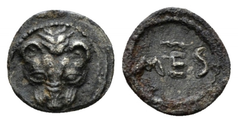 Sicily, Messana Litra circa 480, AR 11.5mm., 0.58g. Facing lion's scalp. Rev. ME...