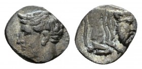 Sicily, Panormus Obol circa 405-380, AR 9mm., 0.33g. Head of youthfull river god l. Rev. Bull standing l., head facing. Above ZIZ in Punic letters. Je...