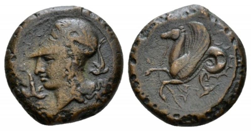 Sicily, Syracuse Litra circa 405-367, Æ 20.5mm., 8.22g. Head of Athena l., weari...