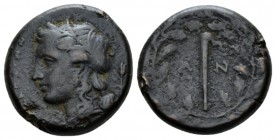 Sicily, Syracuse Bronze circa 289-288, Æ 24mm., 13.54g. Head of Persephone l., wearing wreath of grain; behind, barley ear. Rev. Torch within wreath. ...