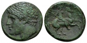 Sicily, Syracuse Bronze circa 230-215, Æ 27.5mm., 17.16g. Laureate head of Hioeron l; behind, club. Rev. Hoseman galloping r., holding spear. SNG ANS ...