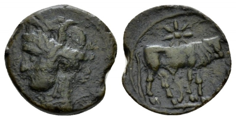 The Carthaginians in Sicily and North Africa, Sardinia (?) Bronze circa 218-201,...
