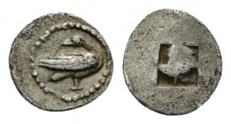 Macedonia, Eion Hemiobol circa 480-470, AR 9mm., 0.29g. Swan standing r. with head l. Rev. Incuse square. SNG ANS –. SNG Copenhagen –.

Cfr. Künker ...