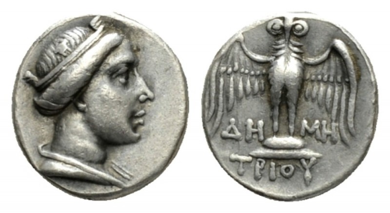 Pontus, Amisus Hemidrachm circa 300-125, AR 11.5mm., 1.76g. Head of Hera r. Rev....