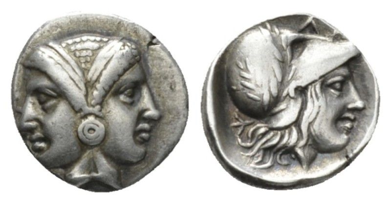 Mysia, Lampsacus Diobol circa IV-III cent., AR 11.5mm., 1.37g. Janiform head. Re...