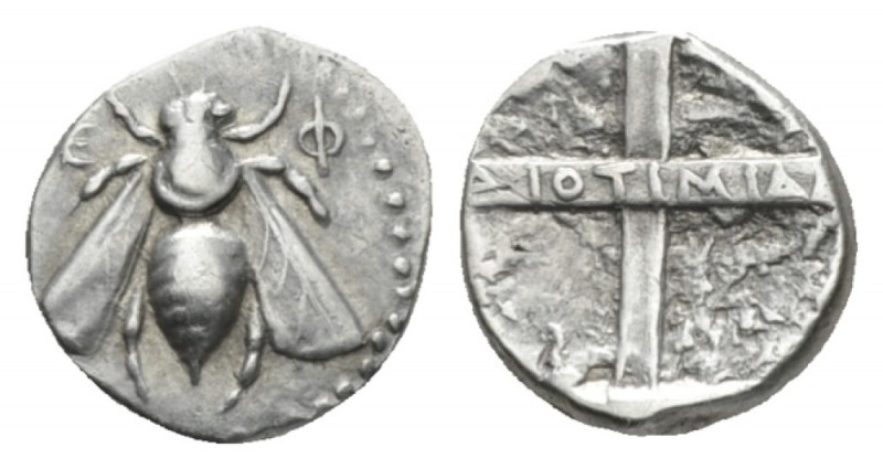 Ionia, Ephesus Hemidrachm circa 400, AR 11mm., 1.72g. Bee. Rev. Quadripartite in...