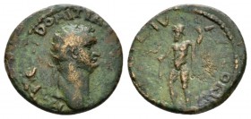 Corinthia, Corinth Domitian, 81-96 Bronze circa 81-96, Æ 22mm., 5.91g. Laureate head r. Rev. Naked Poseidon standing l., wearing chlamys and holding d...