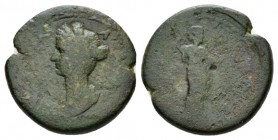 Corinthia, Corinth Sabina, wife of Hadrian Bronze circa 117-138, AR 22mm., 7.28g. Draped bus l., wearing stephane. Rev. Athena Chalinitis standing r.,...