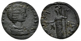 Peloponnesus, Messenia Thouria Julia Domna, wife of Septimius Severus Bronze circa 193-217, Æ 21mm., 4.62g. Draped bust r. Rev. ΘOYPI-ATΩN Athena stan...