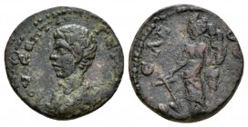 Arcadia, Thelpusa Geta caesar, 198-209 Bronze circa 198-209, Æ 21.5mm., 5.32g. Bare-headed and cuirassed bust l. Rev. Tyche standing l., holding rudde...