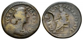 Bithynia, Nicomedia Faustina junior, daughter of Antoninus Pius and wife of Marcus Aurelius Bronze circa 161-175, Æ 26.5mm., 8.89g. Draped bust r. Rev...
