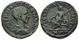 Ionia, Colophon Gordian III, 238-244 Bronze circa, Æ 29mm., 7.03g. Laureate, draped and cuirassed bust r. Rev. Apollo seated l., holding laurel branch...