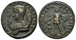 Ionia, Smyrna Pseudo-autonomous issue Bronze Time og Gordian III, Æ 30mm., 13.92g. Veiled and draped bust of Demeter Horia l. Rev. Amazon Smyrna stand...