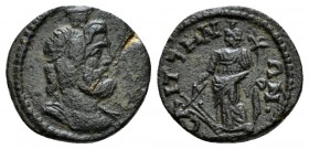 Lydia, Saitta Pseudo-autonomous issue. Bronze Time of Caracalla Gallienus, Æ 19mm., 3.82g. Draped bust of Serapis r., wearing modius. Rev. Tyche stand...