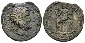 Pisidia, Termessos Bronze circa III cent., Æ 30mm., 13.44g. Laureate bust of Zeus r. Rev. Zeus seated in throne l., holding Nike. SNG von Aulock 5354....