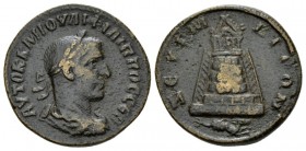 Commagene, Zeugma Philip I, 244-249 Bronze circa, Æ 29.5mm., 16.44g. Laureate, draped and cuirassed bust r. Rev. Tetrastyle temple atop hill, with str...