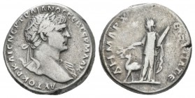 Arabia, Bostra Trajan, 98-117 Tridrachm circa 103-111, AR 23.5mm., 11.65g. Laureate bust r., slight drapery. Rev. Arabia standing l. holding branch an...