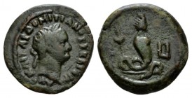 Egypt, Alexandria Domitian, 81-96 Obol circa 90-91 (year 10), Æ 20mm., 4.98g. Laureate head r. Rev. Isis-Thermouthis standing r.; in front, LI. RPC 25...