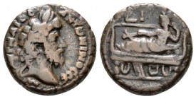 Egypt, Alexandria Marcus Aurelius, 161-180 Tetradrachm circa 168-169 (year 9), billon 23.5mm., 11.50g. Laureate head r. Rev. Tyche reclining l. on lec...