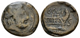 C. Curatius Trigeminus (without Victory) Unofficial issue.Semis After 82 BC, Æ 23.5mm., 6.10g. Laureate head of Saturn r.; behind, S. Rev. C CVR F Pro...