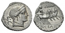 C. Naevius Balbus. Denarius serratus circa 80, AR 19.5mm., 3.65g. Diademed head of Venus r.; behind, S·C. Rev. Victory in prancing triga r.; above, TX...