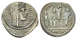 L. Aemilius Lepidus Paullus Denarius circa 62, AR 20.5mm., 3.80g. PAVLLVS LEPIDVS CONCORDIA Veiled and diademed head of Concordia r. Rev. Trophy; on r...