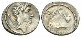 Q. Cassius Longinus. Denarius circa 55, AR 19mm., 3.93g. Head of Genius Populi Romani r.; behind, sceptre. Rev. Eagle on thunderbolt r.; in field, lit...