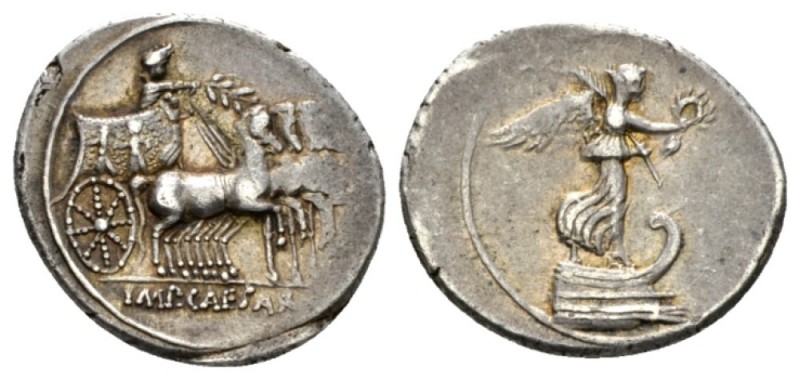 Octavian as Augustus, 27 BC – 14 AD Denarius Brundisium or Roma circa 29-27 BC, ...
