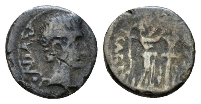 Octavian as Augustus, 27 BC – 14 AD Quinarius Emerita circa 25-23, AR 13mm., 1.6...