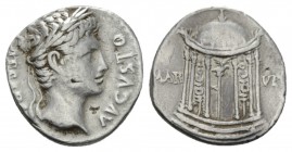 Octavian as Augustus, 27 BC – 14 AD Denarius circa 18 BC, AR 18.5mm., 3.79g. CAESAR AVGVSTO Laureate head r. Rev. MAR-VLTOR Domed temple with six colu...