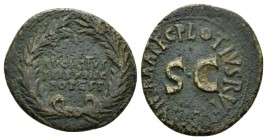Octavian as Augustus, 27 BC – 14 AD Dupondius circa 15 BC, Æ 24mm., 7.93g. AVGVSTVS / TRIBVNIC / POTEST within in oak-wreath. Rev. C PLOTIVS RVFVS III...