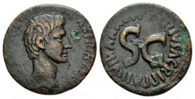 Octavian as Augustus, 27 BC – 14 AD As circa 7 BC, Æ 26.5mm., 10.18g. CAESAR AVGVST PONT MAX TRIBVNIC POT Bare head r. Rev. P LVRIVS AGRIPPA IIIVIR AA...