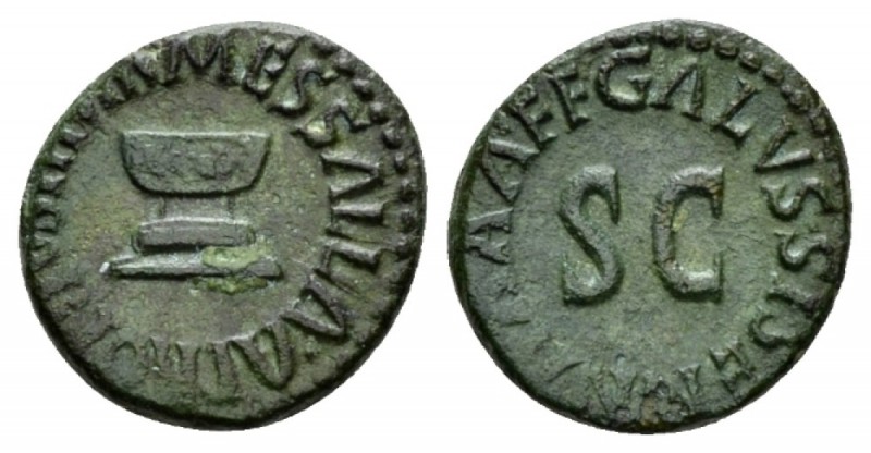 Octavian as Augustus, 27 BC – 14 AD Quadrans circa 5 BC, Æ 15.5mm., 3.10g. MESSA...
