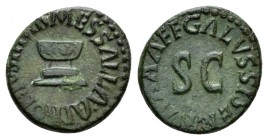 Octavian as Augustus, 27 BC – 14 AD Quadrans circa 5 BC, Æ 15.5mm., 3.10g. MESSALLA APRONIVS IIIVIR Altar. Rev. GALVS SISENNA AAAFF around S C. RIC 45...