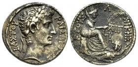 Octavian as Augustus, 27 BC – 14 AD Tetradrachm Seleucis and Pieria. Antioch (Syria) circa 2-1 BC, AR 26.5mm., 15.30g. Laureate head r. Rev. Fortuna s...