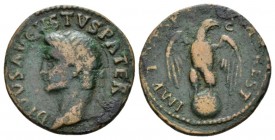 Octavian as Augustus, 27 BC – 14 AD Dupondius circa 80-81, Æ 32mm., 7.74g. Radiate head l. Rev. Eagle standing facing on globe with spreads wings and ...