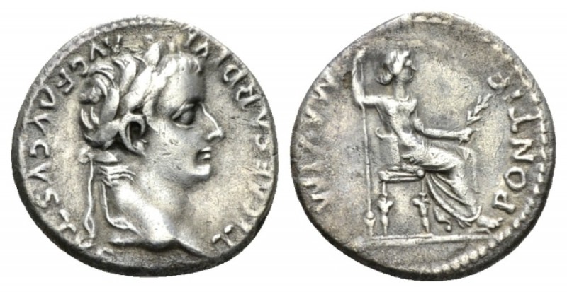 Tiberius, 14-37 Denarius Lugdunum circa 14-37, AR 18mm., 3.43g. Laureate head r....