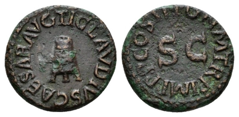 Claudius, 41-54 Qudrans circa 42, Æ 17mm., 3.21g. TI CLAVDIVS CAESAR AVG around ...