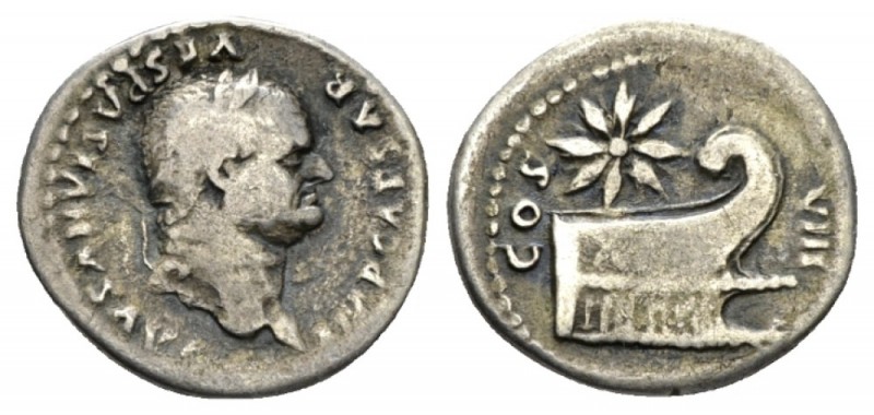 Vespasian, 69-79 Denarius circa 77-78, AR 18.5mm., 2.94g. Laureate head r. Rev. ...