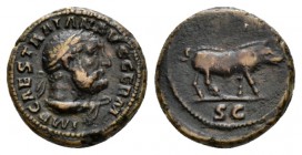 Trajan, 98-117 Quadrans circa 98-102, Æ 15.5mm., 3.24g. IMP CAES TRAIAN AVG GERM Laureate and draped bust of Hercules r. Rev. Boar walking r.; SC in e...