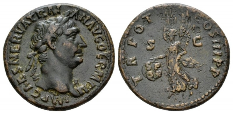 Trajan, 98-117 As circa 99-100, Æ 29mm., 13.34g. IMP CAES NERVA TRAIAN AVG GERM ...