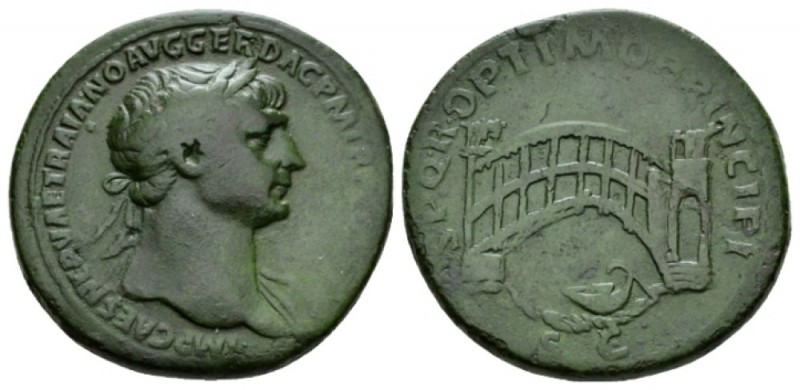 Trajan, 98-117 Sestertius circa 107-110, Æ 34mm., 26.99g. IMP CAES NERVAE TRAIAN...