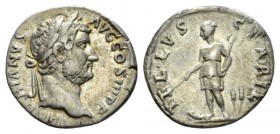 Hadrian, 117-138 Denarius circa 134-138, AR 18mm., 3.38g. HADRIANVS AVG COS III P P Laureate head r. Rev. TELLVS STABIL Tellus standing l. holding plo...