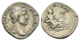 Hadrian, 117-138 Denarius circa 134-138, AR 18mm., 3.17g. HADRIANVS AVG COS III P P Bare head r. Rev. NILVS Nilus reclining r., holding cornucopia and...