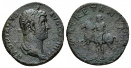 Hadrian, 117-138 As circa 134-138, Æ 25.5mm., 8.17g. HADRIANVS – AVG COS III P P Laureate and draped bust r. Rev. MAV – RE – T – ANIA Mauretania stand...