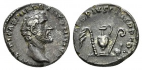 Antoninus Pius, 138-161 Denarius circa 139, AR 17.5mm., 3.16g. Laureate head r. Rev. Pontifical emblement. Rev. Pontifical emblements. RIC 29a. C 95....