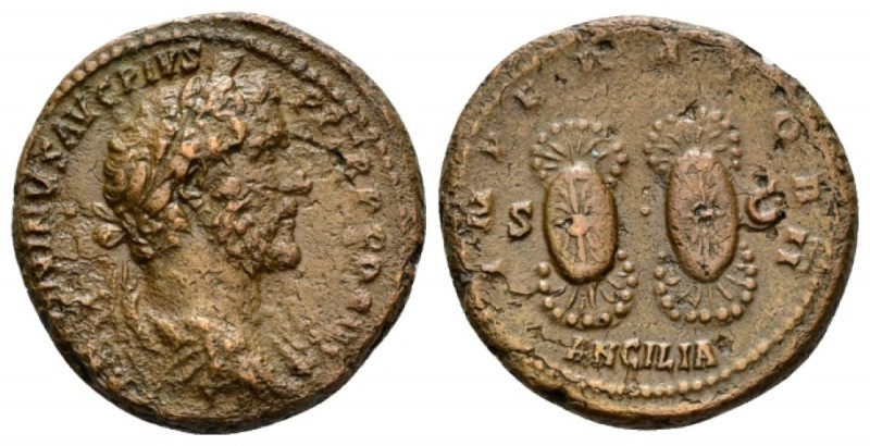 Antoninus Pius, 138-161 As circa 143-144, Æ 27mm., 14.51g. Laureate, draped and ...