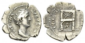 Faustina senior, wife of Antoninus Pius Denarius circa 139-141, AR 19mm., 2.76g. FAVSTINA AVGVSTA Draped bust r. Rev. IVNONI REGINAE Draped throne wit...