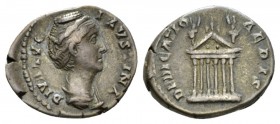 Faustina senior, wife of Antoninus Pius Denarius After 141, AR 19mm., 3.45g. DIVA - FAVSTINA Draped bust r., hair coiled on top of head. Rev. DEDICATI...